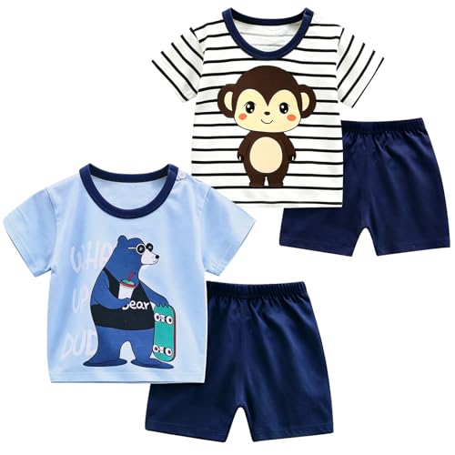 Image of Toddler Boys T-shirt and Shorts Set 4 PCs Outfit Baby Summer Clothes