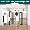 Babelio 29-55 Inch Extra Wide Baby Gate, Metal Dog/Pet Barrier, Pressure Mounted Door for Stairs & Doorways, No Tools and Drilling Needed, Black