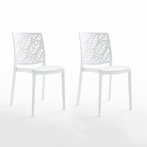 Sillas Dafne de resina con fibra de vidrio apilables (2, Blanco)