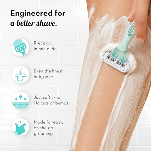 Image of Plush Smooth Slide 4 Blade Body Razor For Women | Dual Aloevera Smooth Lubrication Strips | Non-Slip Grip Rubber For Ultra Smooth Shave | Easy & Safe No Bumps & Cuts | Sensitive Skin friendly