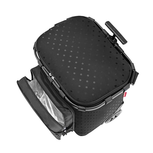 reisenthel carrycruiser Plus in Glossy dots Black – Tragbarer Einkaufstrolley mit Kühlfach, Schultergurt und herausnehmbarer Netz-Innentasche – Obermaterial aus recycelten PET-Flaschen – Bild 5
