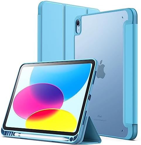 JETech Etui Matowe dla iPad 10 (10,9 Cala, Model 2022, 10. Generacji) z Pencil Uchwyt, Matte Półprzezroczysta Tyłna Obudowa Slim Stojak Ochronny Case (Biały)