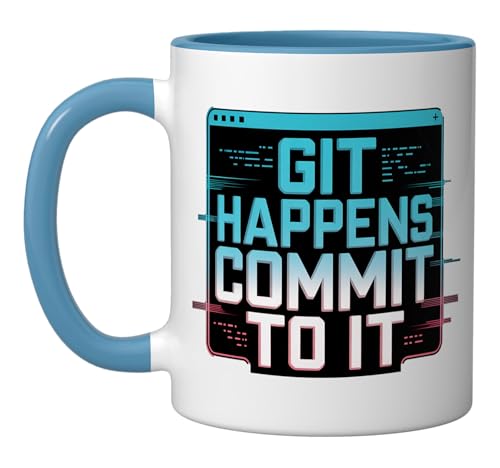 Git Happens Commit To It Dev Workflow Programmer Coder - Ceramic Mug, Blue/White