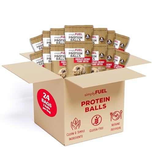 Image of simplyFUEL Whole-Food Protein Balls (Chocolate Coconut Peanut Butter) - 8 g High-Protein, Gluten-Free, Healthy Snack for Adults & Kids (1.6 oz - Pack of 24)
