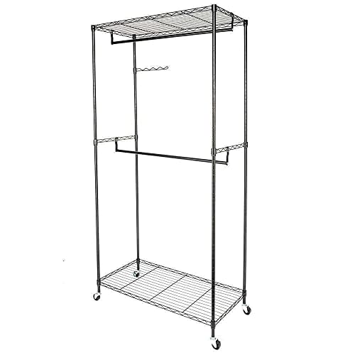 LKOP Closet Organizer Rack Clothes Hanger Home Shelf w/Hanger Black Shoe organizer Drawer organizers Shoe storage Closet organizer Closet shelves Storage drawers Shoe rack organizer Plastic stor