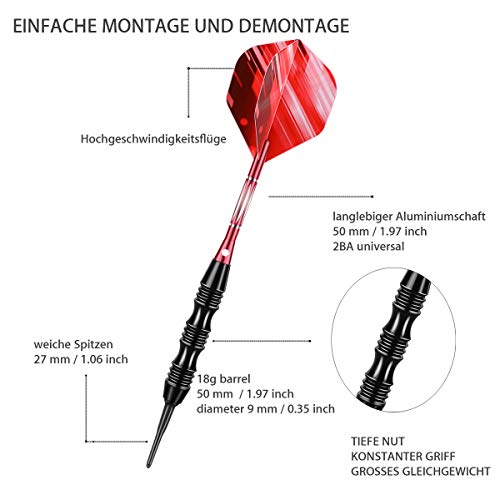 Dartpfeile Sanfeng elektronisch mit Kunststoffspitze, 20g