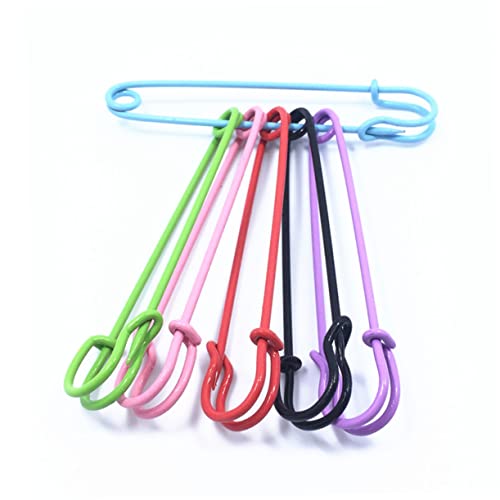 KALLORY 6Pcs Extra Large Mixed Color Steel Safety Pins for Heavyweight Fabrics for Cardigans Blankets Skirts Kilts and Craft Projects