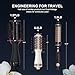 Travel Dual Voltage Hair Dryer Brush 4-IN-1 Portable Mini Hot Air Blow Dryer Straightener & Curler Brush, Titanium Round Blowout Styler Volumizer Tools, 110/240V US/EU/UK Plug for International Travel