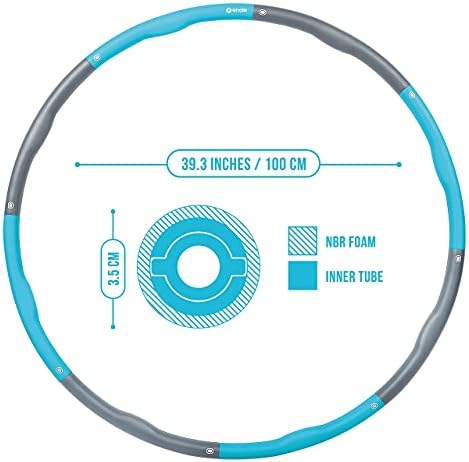Enole Weighted Hula Hoop for Adults, Free Waist Trainer, Measuring Tape 1.2 KG, Fitness Hoola Hoops for Abdominal Exercise, Workout & Weight Loss, Gifts For Her