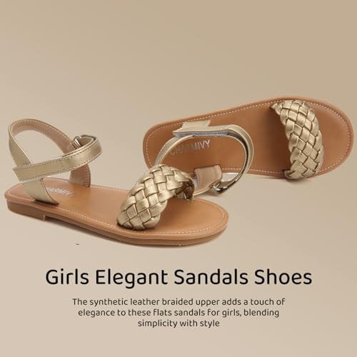 Image of Charmivy Girls Sandals Braided Upper Flat Dress Sandals Round Open Toe Summer Shoes Little Kid /Big Kid