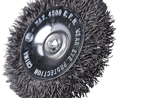 Image of Century Drill & Tool 76411 2 inch Durable Coarse Crimped Radial Wire Brush, 1 /4 inch Drill Shank, 4,500 RPM - Ideal for Rust /Paint Removal, Deburring, & More