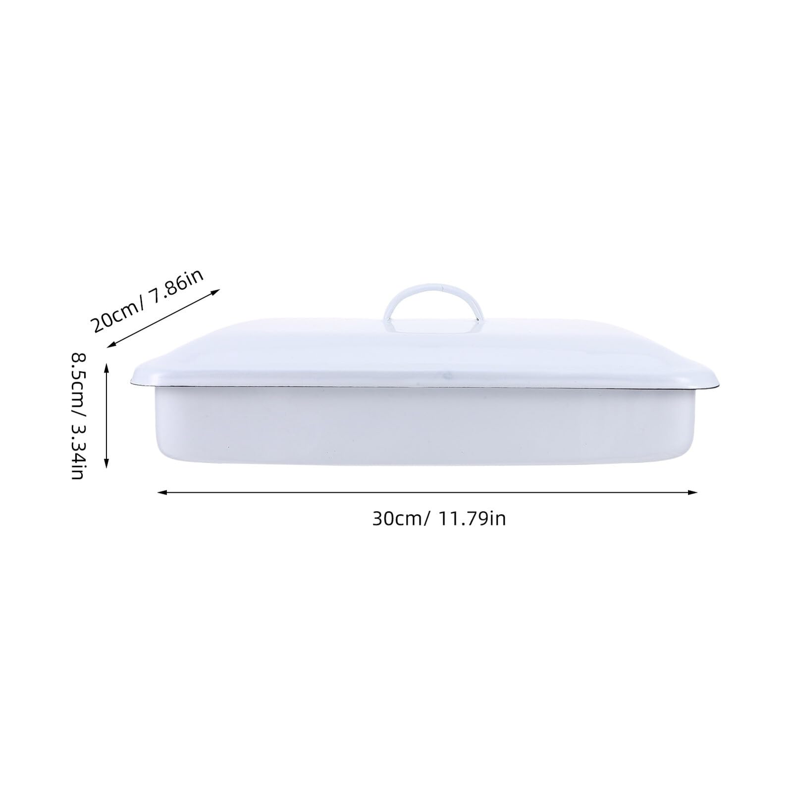 ULTECHNOVO Vassoio Rettangolare in Smalto Bianco 30X20X5 CM con Coperchio Contenitore Smaltato da Laboratorio per Strumenti Medici e Vetreria Vassoio da Banco per Smistamento Campioni e