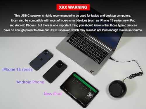 USB C Computer Speakers for Desktop PC | Small Plug-N-Play Laptop Speakers with Crystal-Clear Sound, Loud Volume, Rich Bass, Compatible with Windows, macOS, ChromeOS – [USB to USB C Adapter Included] - Thumbnail 6