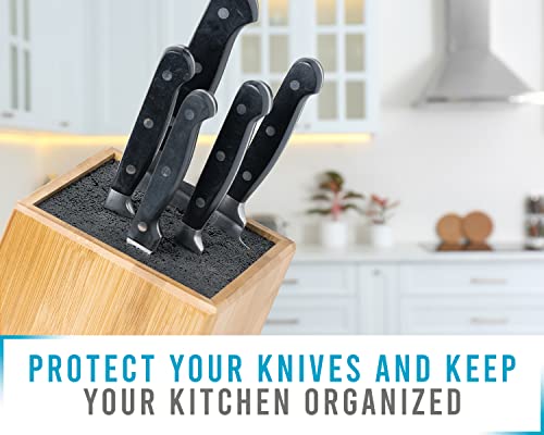 Xl Large Universal Knife Block Without Knives - Bamboo Countertop Knife Holder W/Removable Bristles - Convenient & Versatile For Any Knife Size #TOP3