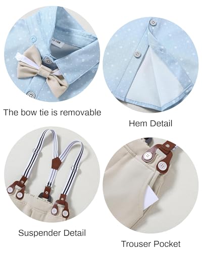 Image of nilikastta Toddler Baby Boy Clothes Suit Gentleman Wedding Outfits Formal Dress Shirt /Bowtie /Vest /Suspender Pants 1-9 Years