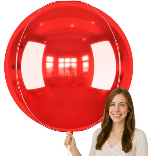 Image of 50 Inch Metallic Red Round Foil Balloons 3pcs Large Mylar Balloons