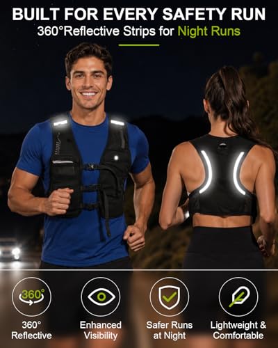 Running Hydration Vest for Women Men, Ultra-Lightweight Adjustable Running Vest with 500ml Soft Flask & Touchscreen Phone Pouch, Breathable 360° Reflective Running Backpack for Marathon (Large) — view 4