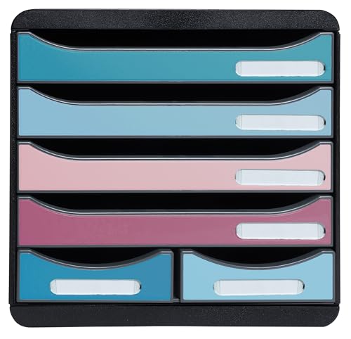 Exacompta - Réf. 312606D - BIG-BOX maxi Skandi - 1 Caisson 4 tiroirs pour document A4+ et 2 petits tiroirs pour ranger des ustensiles de bureau - Dimensions...