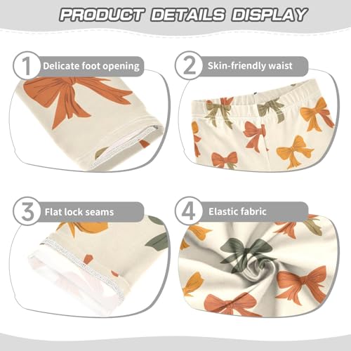 Fall Coquette Bows Girls Leggings Soft Stretch Workout Yoga Dance Pants for Kids Casual Tights3