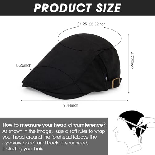 Image of 3Pcs Men's Newsboy Caps Cotton Cooling Hat Adjustable Flat Cap for Men