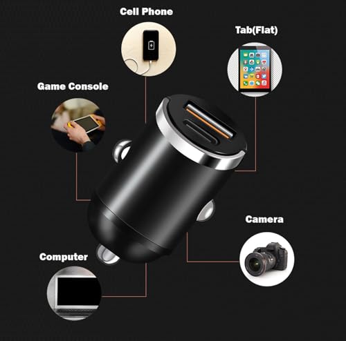 Image of Spiaty USB C Car Charger Fast Charging Adapter, Mini Metal Car Charger with Type C Port for Mobile, Tablet, Camera, Gaming Console & Laptop - Universal Car Charging Adapter