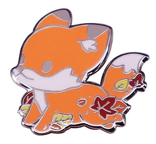 Autumn Fall Fox Maple Leaves Enamel Pin Brooch Maple Leaf Fox Enamel Pins Natural Autumn Animals Metal Brooch Badge Fashion Jewelry Backpack Accessory Gifts