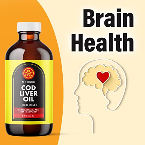 Ngl Pure Cod Liver Oil - Wild Icelandic - 1,100 Mg Omega-3 + Natural Vitamin A & D - Heart And Brain Health, Joint Support 8 Fl Oz #TOP4