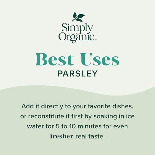 Simply Organic Parsley Flakes, 0.26-Ounce Jar, Fresh, Green-Leafy Taste, Vibrant Color Italian Parsley, Kosher, Organic