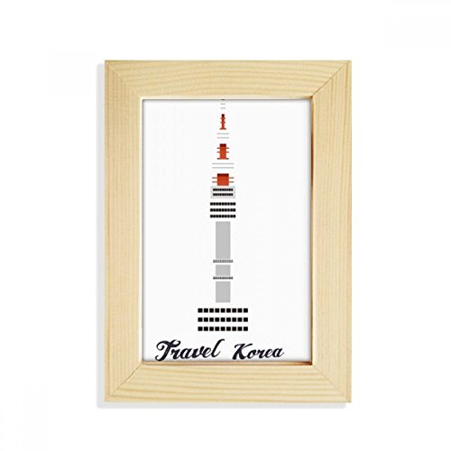 Marco de fotos de madera 5x7 de Torre de Seúl para decoración de escritorio 2