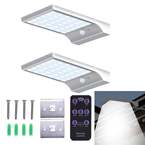 48 luces solares LED Sensor movimiento aire libre, versión mejorada Luz seguridad alimentada energía solar, Luz solar inalámbrica sensor movimiento prueba agua, 3 modos Luz patio, Garaje Cover