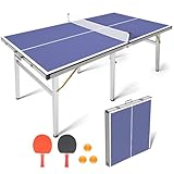 Petfu Ping Pong Table,Foldable,Portable Table Tennis Table Set,with Net and 2 Ping Pong Paddles and 3 Balls,No Need Assembly,for Indoor/Outdoor Sports,Midsize,Ping Pong Table,Gifts