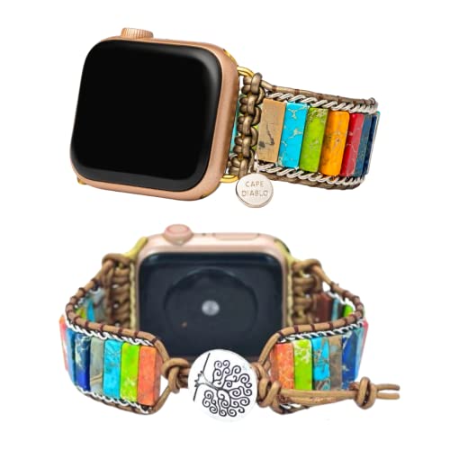 Cape Diablo Handmade Apple Watch Bracelets For Women - Genuine Natural Energy Crystal Apple Watch Band - Beaded Smart Watch Bracelet For Apple Models 4, 5, 6, 7, 8, Se - 38Mm/40Mm/41Mm/42Mm/44Mm/45Mm #TOP5