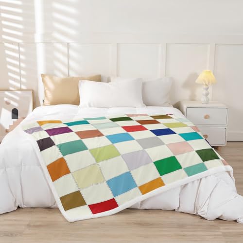 Image of Erosebridal Kids Rainbow Checkered Throw Blanket Colorful Plaid Grids Fleece Bed Blanket Baby 30 inchX40 inch Funky Checkerboard Sherpa Blanket for Boys Girls Teen Geometric Gingham Aesthetic Flannel Blanket