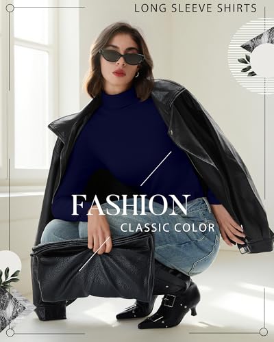 Neer 3 Pack Cotton Women's Turtleneck Long Sleeve Tops Thermal Underwear Base Layer Fall Winter Shirts Sweater3