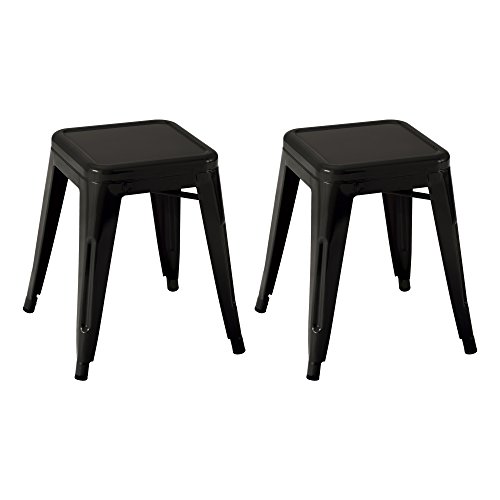 Norwood Commercial Furniture Taburete Industrial de Metal Estilo Tolix, Acero, Negro, 18", 2 Unidades Cover
