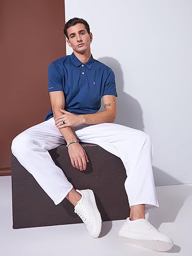 Image of Men's Solid Polo Collar Casual T-Shirt with Pocket | Cotton Polo Collar Half Sleeves Solid T-Shirt | Slim Fit Polos