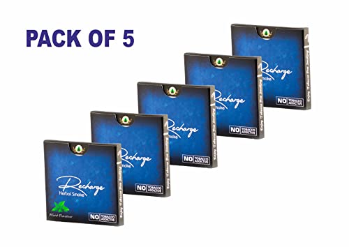 Image of Aarogyam Herbals Cigarette 100% Tobacco & Nicotine Free Smoke, for Relieve Stress & Mood Enhance of Smokers - (10 Sticks in Each Packet) (RECHARGE - MINT FLAVOUR, 5 Packets)