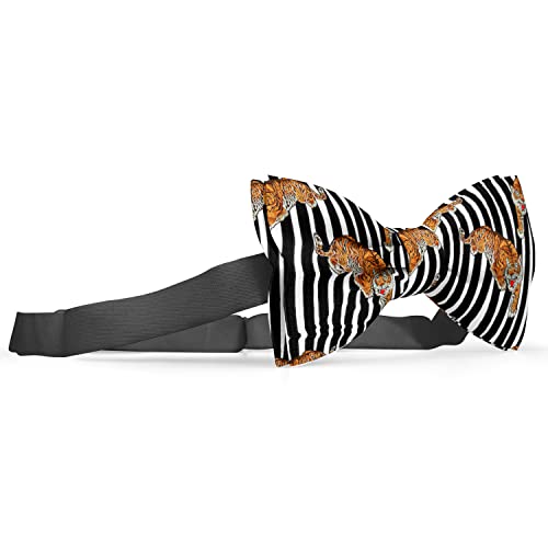 Adjustable Pre-tied bow tie for toddler Boys (Tiger Embroidery Design Modern Pattern) Elegant Cute Bowties for Dogs Cats Pets3