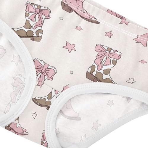 Wusikd Pink Brown Cowgirl Boots Bows Girls' Underwear Cotton Girls Briefs Soft Toddler Underwear 2T4