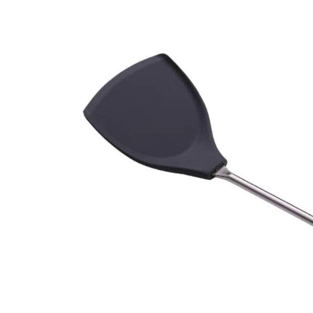 Spatola in silicone – Spatola wok in acciaio inox, spatola antiaderente, con manico lungo in silicone resistente alle alte temperature, antiruggine