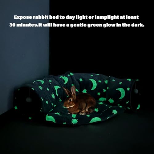 Image of BWOGUE Bunny Tunnel Bed, 2-in-1 Collapsible Tunnel Tubes Toys with Removable Mat Hideout for Cats Kittens Rabbits Guinea Pigs Kitty