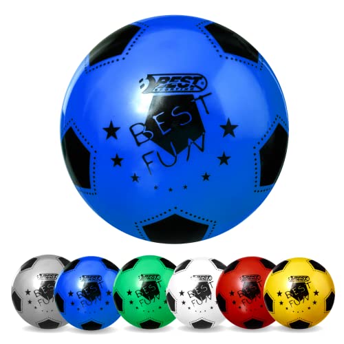 Best Sporting - Pelota de Fútbol Azul, Pelota de Agua y Playa de 23 cm, Bola de Colores con Logotipo de Best Sporting, Pelota de Goma para Niños