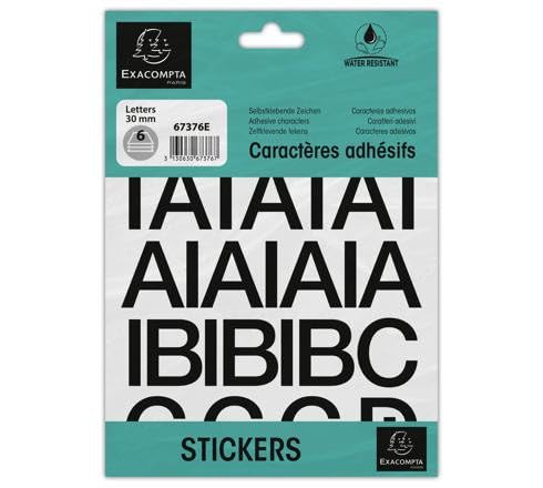 Pochette de lettres adhésives noires A-​Z, haut. 30 mm