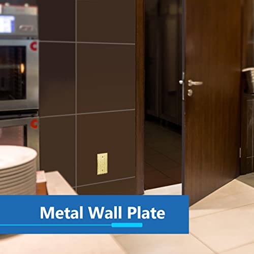 Image of LIDER Blank Metal Wall Plate, Stainless Steel Blank Outlet Cover, Corrosion Resistant, Mid-Size 1-Gang 4.88 inch x 3.11 inch, 201 Stainless Steel, LMWP-01M-HB, Hammered Brass
