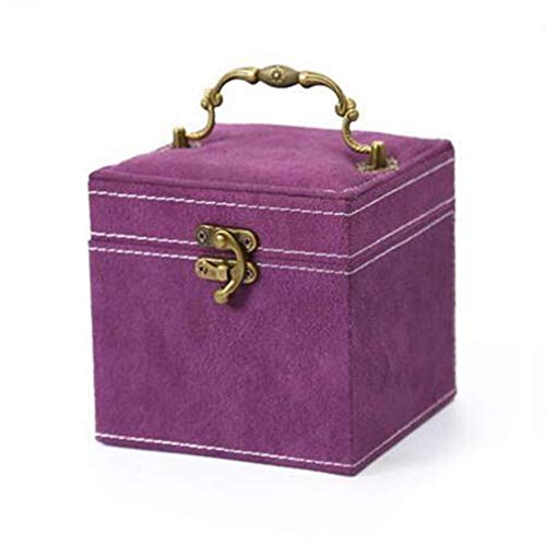 Flissy Morado Tres Capas Organizador de Joyero con Mango Gamuza Sintética Bloqueable Caja de Almacenamiento de Exhibición de Joyas para Anillos Pendientes Pulsera por SamGreatWorld
