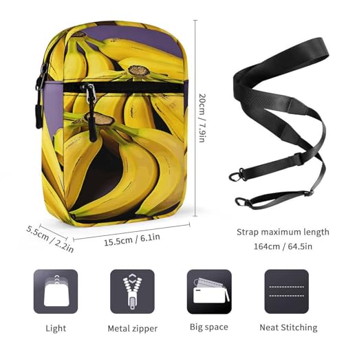 Small Satchel,Unique Banana Fruit Print Small Shoulder Bag,small Messenger Satchel Bags,mini Bag with Adjustable Strap2