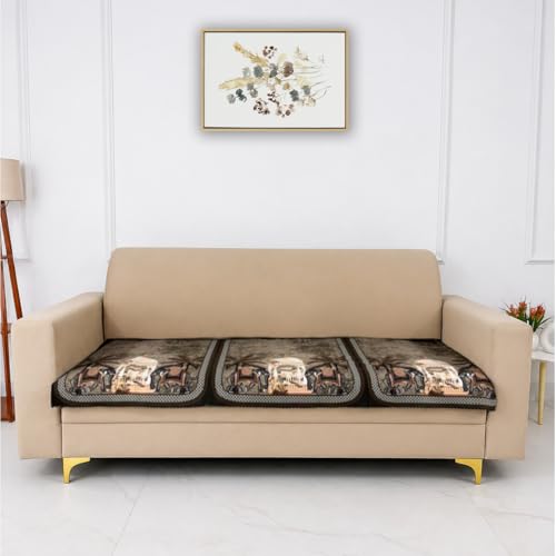 Image of Homerz Premium 'Luxe Series' Sofa Cover | Holland Velvet Fabric | Smooth Finish | Anti-Slip Fleece Backing Couch Protector (Maharaja, 6 (3+2+1) Seater, Only Seat Cover)
