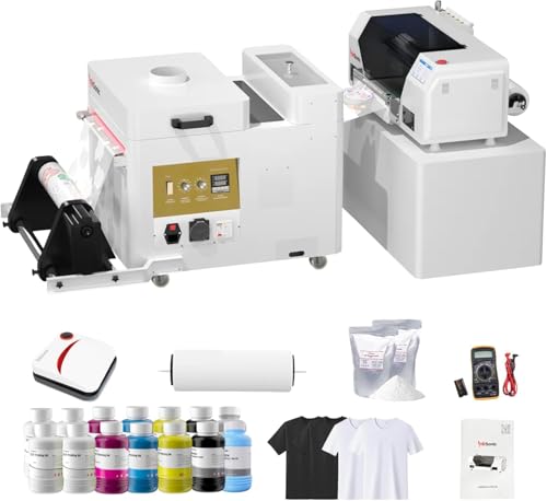 RocRow InkSonic XP600 DTF Printer Bundle, A3 Printing Machinea, Powder Shaker & Dryer, Automatic Curing, DTF Transfer Machine with White Ink Circulation for T-Shirt Printing