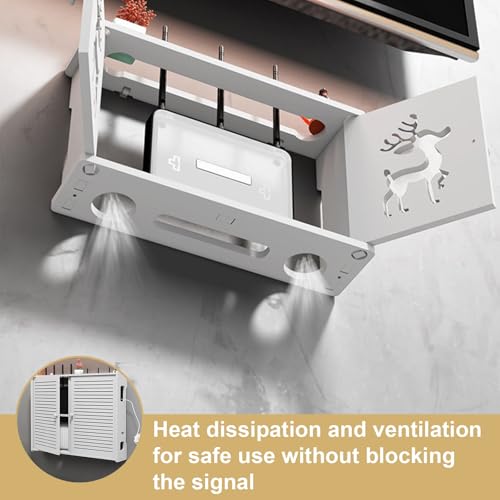 Armario de cables para router WiFi de pared en oficina y hogar 40x11x58 cm 6
