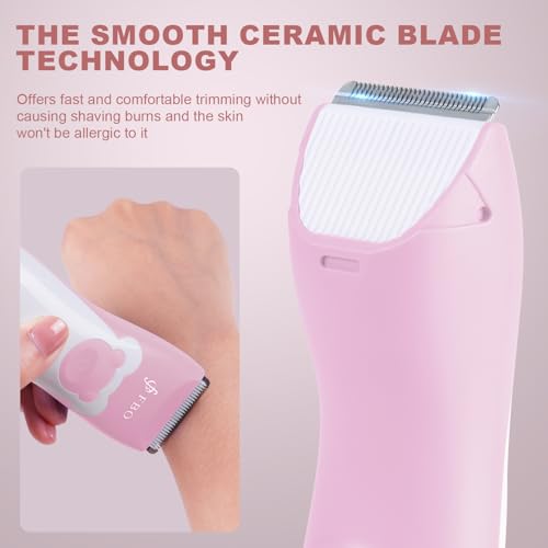 Image of FBO Professional Baby Hair Clipper, Body Hair Trimmer, Pink Bear | Quiet,Waterproof,Painless,Cordless,Rechargeable,Multi-Purpose Grooming Kit for Infants,Toddlers & Adults,Home and Salon Use